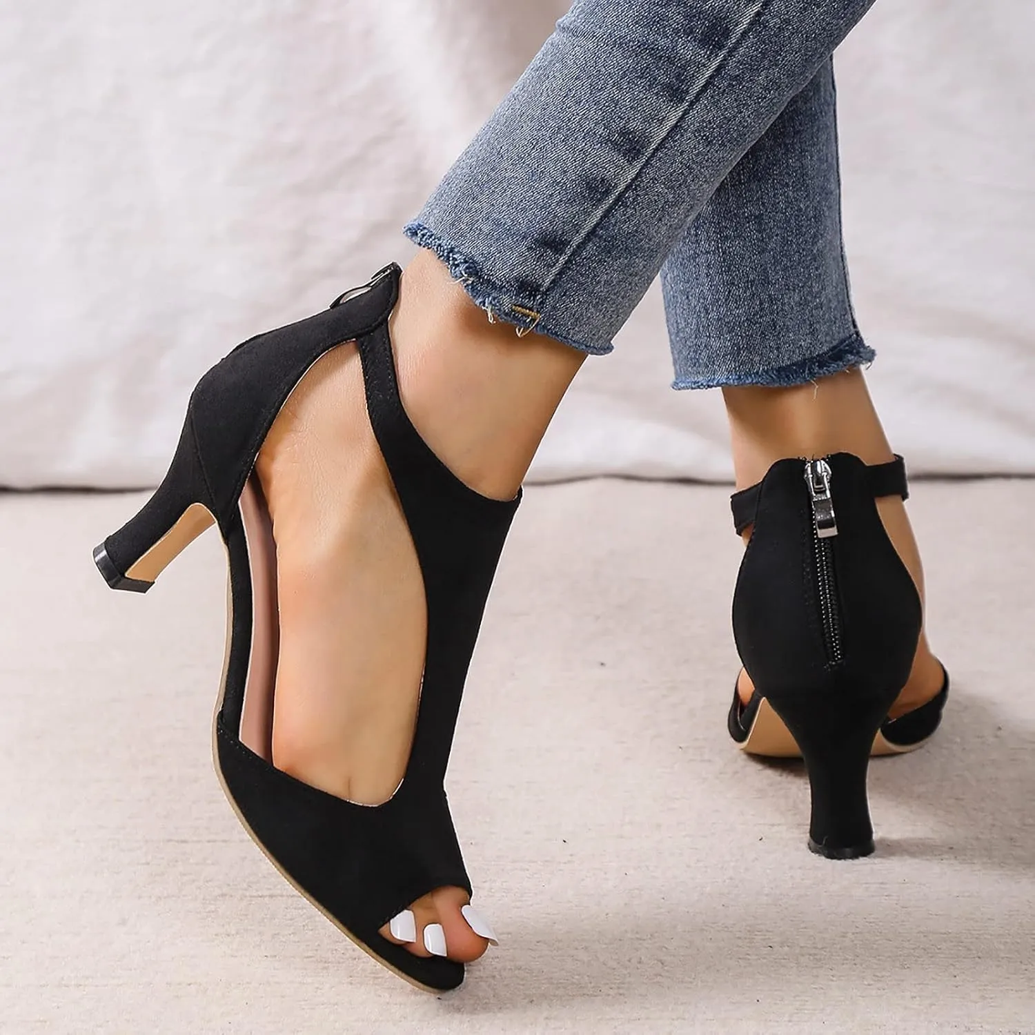 ZBYY Women's Stiletto High Heel Dress Sandals Summer Wedding Party Fashion Peep Toe Cutout Leopard Pump Heeled Sandals